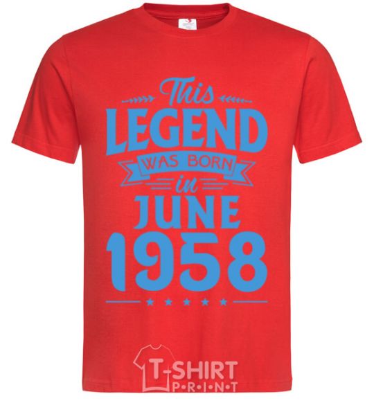 Men's T-Shirt This Legend was born in June 1958 red фото