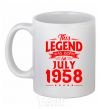 Ceramic mug This Legend was born in July 1958 White фото