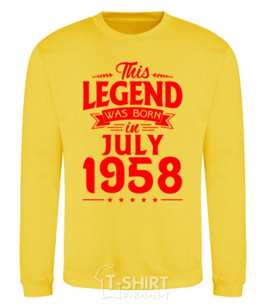 Sweatshirt This Legend was born in July 1958 yellow фото