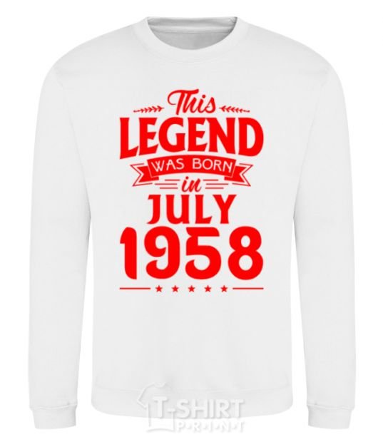 Sweatshirt This Legend was born in July 1958 White фото