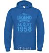 Men`s hoodie This Legend was born in August 1958 royal фото