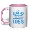 Mug with a colored handle This Legend was born in August 1958 light-pink фото