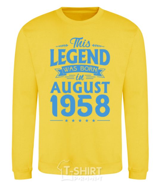 Sweatshirt This Legend was born in August 1958 yellow фото