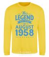 Sweatshirt This Legend was born in August 1958 yellow фото