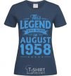 Women's T-shirt This Legend was born in August 1958 navy-blue фото