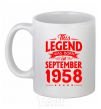 Ceramic mug This Legend was born in September 1958 White фото