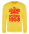 Sweatshirt This Legend was born in September 1958 yellow фото