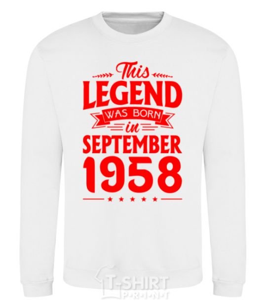 Sweatshirt This Legend was born in September 1958 White фото