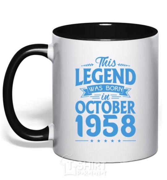 Mug with a colored handle This Legend was born in October 1958 black фото