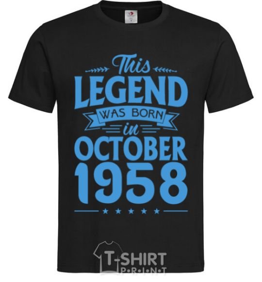 Men's T-Shirt This Legend was born in October 1958 black фото