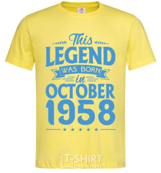 Men's T-Shirt This Legend was born in October 1958 cornsilk фото