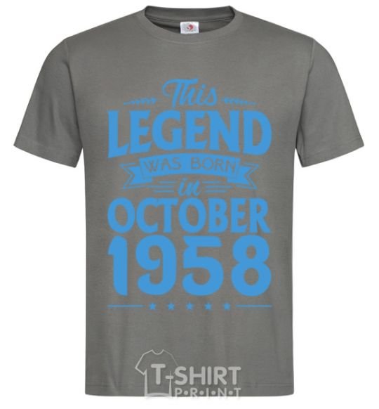 Men's T-Shirt This Legend was born in October 1958 dark-grey фото