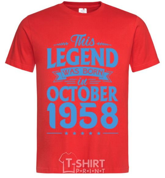 Men's T-Shirt This Legend was born in October 1958 red фото