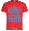 Men's T-Shirt This Legend was born in October 1958 red фото