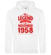 Men`s hoodie This Legend was born in November 1958 White фото