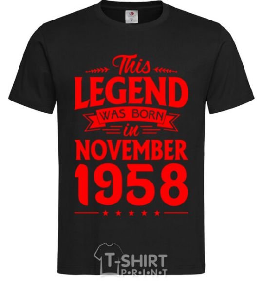 Men's T-Shirt This Legend was born in November 1958 black фото