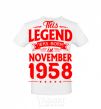 Men's T-Shirt This Legend was born in November 1958 White фото