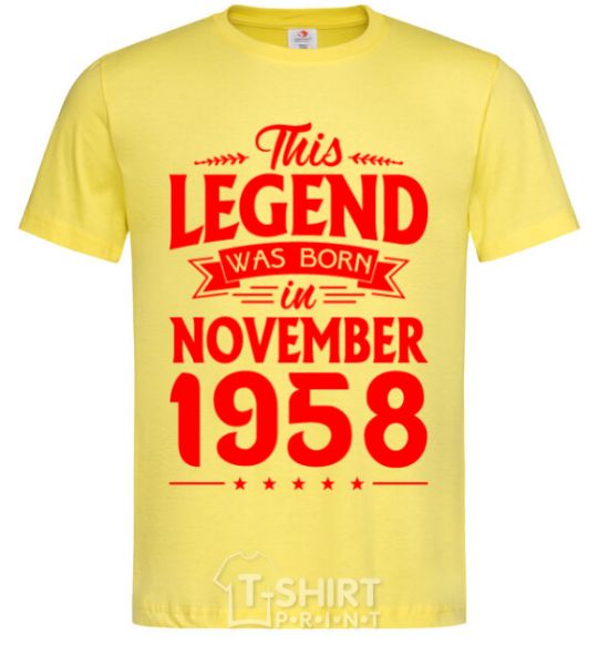 Men's T-Shirt This Legend was born in November 1958 cornsilk фото