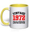 Mug with a colored handle Vintage 1972 yellow фото