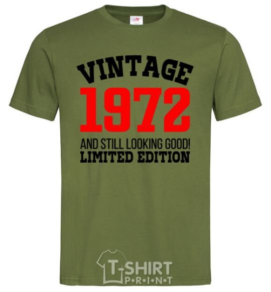 Мужская футболка Vintage 1972 Оливковый фото