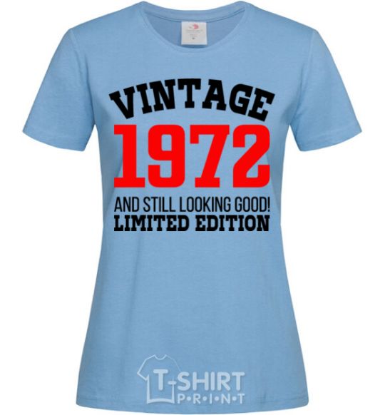 Women's T-shirt Vintage 1972 sky-blue фото