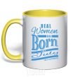 Mug with a colored handle Real women are born in July yellow фото