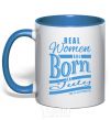 Mug with a colored handle Real women are born in July royal-blue фото