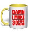 Mug with a colored handle Damn i make 30 look good yellow фото