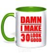 Mug with a colored handle Damn i make 30 look good kelly-green фото