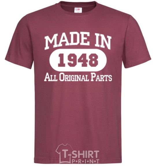 Men's T-Shirt Made in 1948 All Original Parts burgundy фото