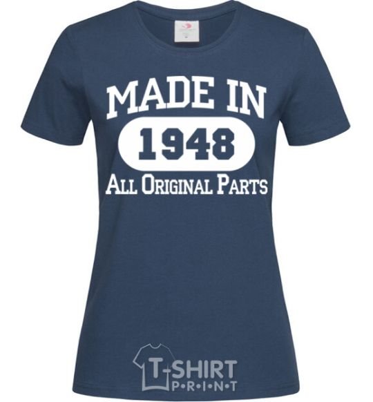 Women's T-shirt Made in 1948 All Original Parts navy-blue фото