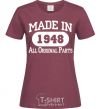 Women's T-shirt Made in 1948 All Original Parts burgundy фото