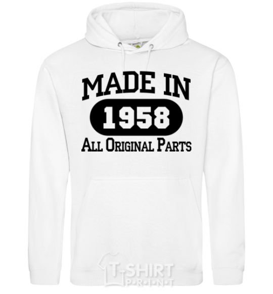 Men`s hoodie Made in 1958 All Original Parts White фото