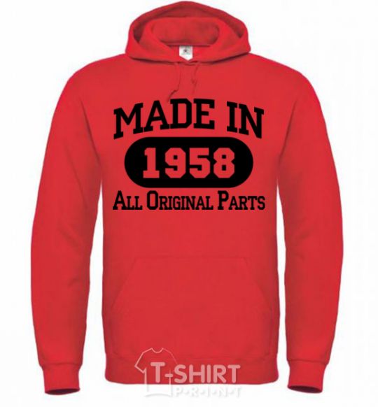 Мужская толстовка (худи) Made in 1958 All Original Parts Ярко-красный фото