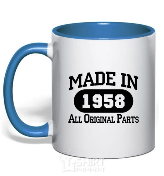 Mug with a colored handle Made in 1958 All Original Parts royal-blue фото