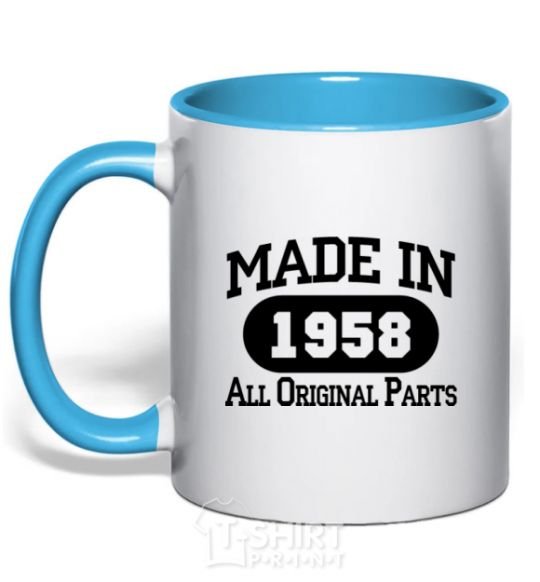 Mug with a colored handle Made in 1958 All Original Parts sky-blue фото