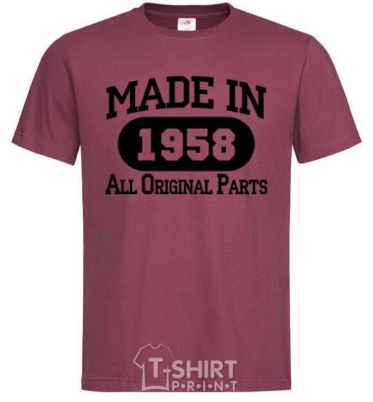 Men's T-Shirt Made in 1958 All Original Parts burgundy фото