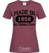 Women's T-shirt Made in 1958 All Original Parts burgundy фото