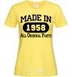 Women's T-shirt Made in 1958 All Original Parts cornsilk фото