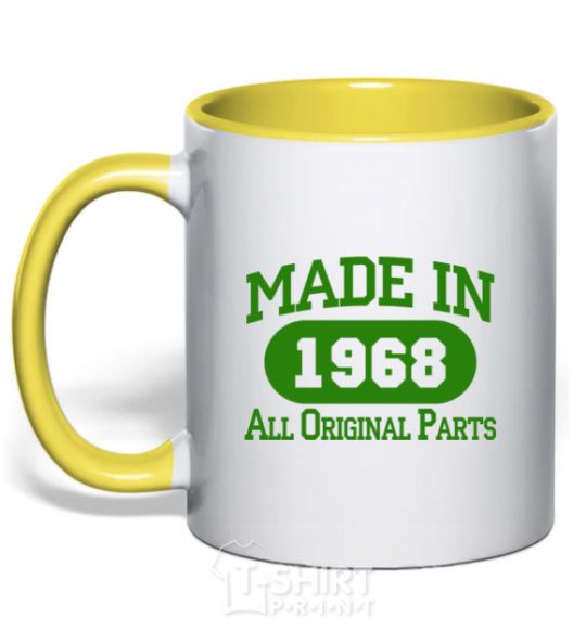 Mug with a colored handle Made in 1968 All Original Parts yellow фото