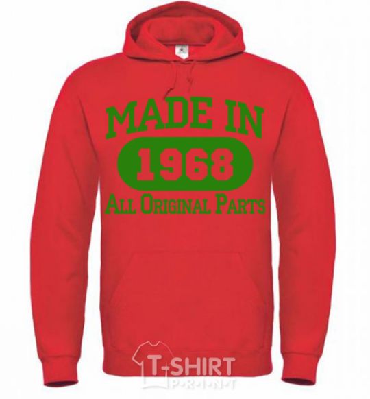 Men`s hoodie Made in 1968 All Original Parts bright-red фото