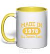 Mug with a colored handle Made in 1978 All Original Parts yellow фото