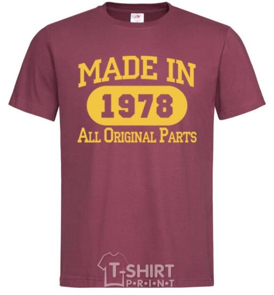 Men's T-Shirt Made in 1978 All Original Parts burgundy фото