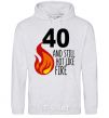 Men`s hoodie 40 and still hot like fire sport-grey фото