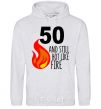 Men`s hoodie 50 and still hot like fire sport-grey фото