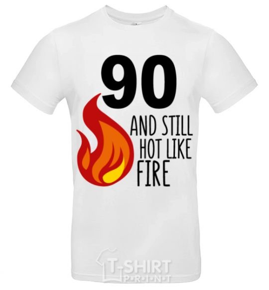 Мужская футболка 90 and still hot like fire Белый фото