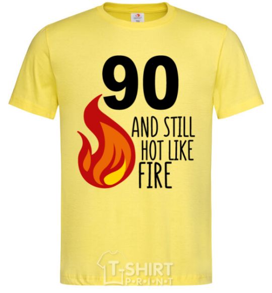 Мужская футболка 90 and still hot like fire Лимонный фото