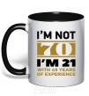 Mug with a colored handle I'm not 70 i'm 21 with 49 years of experience black фото