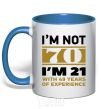 Mug with a colored handle I'm not 70 i'm 21 with 49 years of experience royal-blue фото