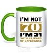 Mug with a colored handle I'm not 70 i'm 21 with 49 years of experience kelly-green фото